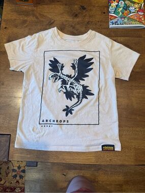 Pokemon White Tee with Black Archeops Graphic